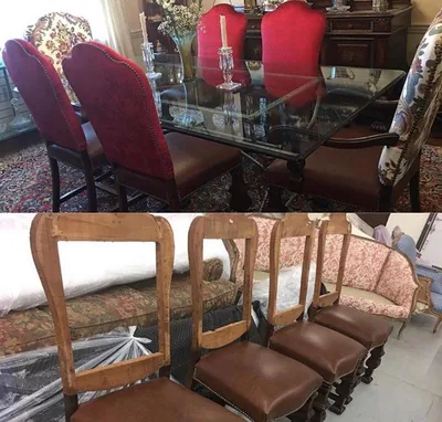 Restored dining chairs with refinished frames, New York, NY, by NYC Reupholstery
